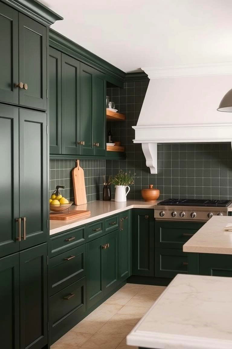 Forest Green Shaker Style Cabinets - 24 Forest Green Kitchen Ideas