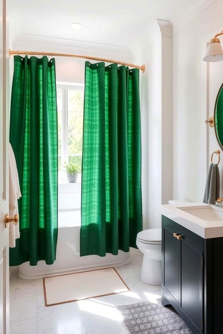 Forest Green Shower Curtain for a Subtle Touch of Color - 24 Forest Green Bathroom Ideas