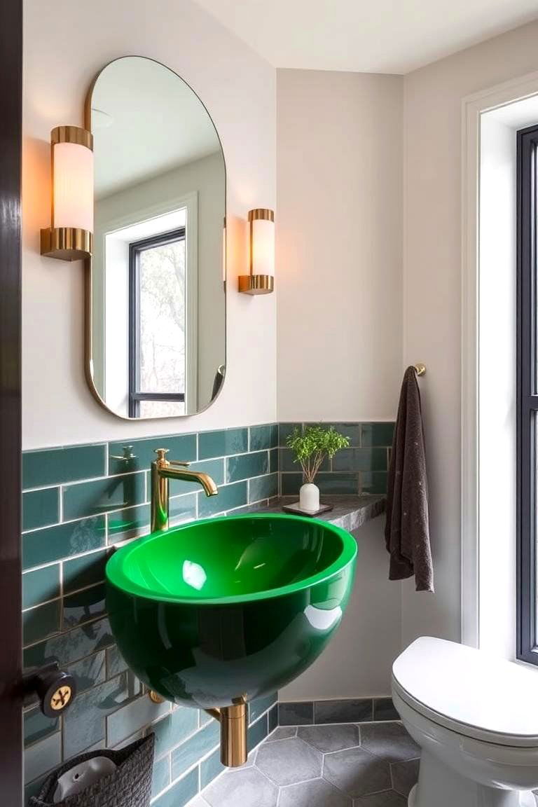 Forest Green Sink for a Unique Look - 24 Forest Green Bathroom Ideas