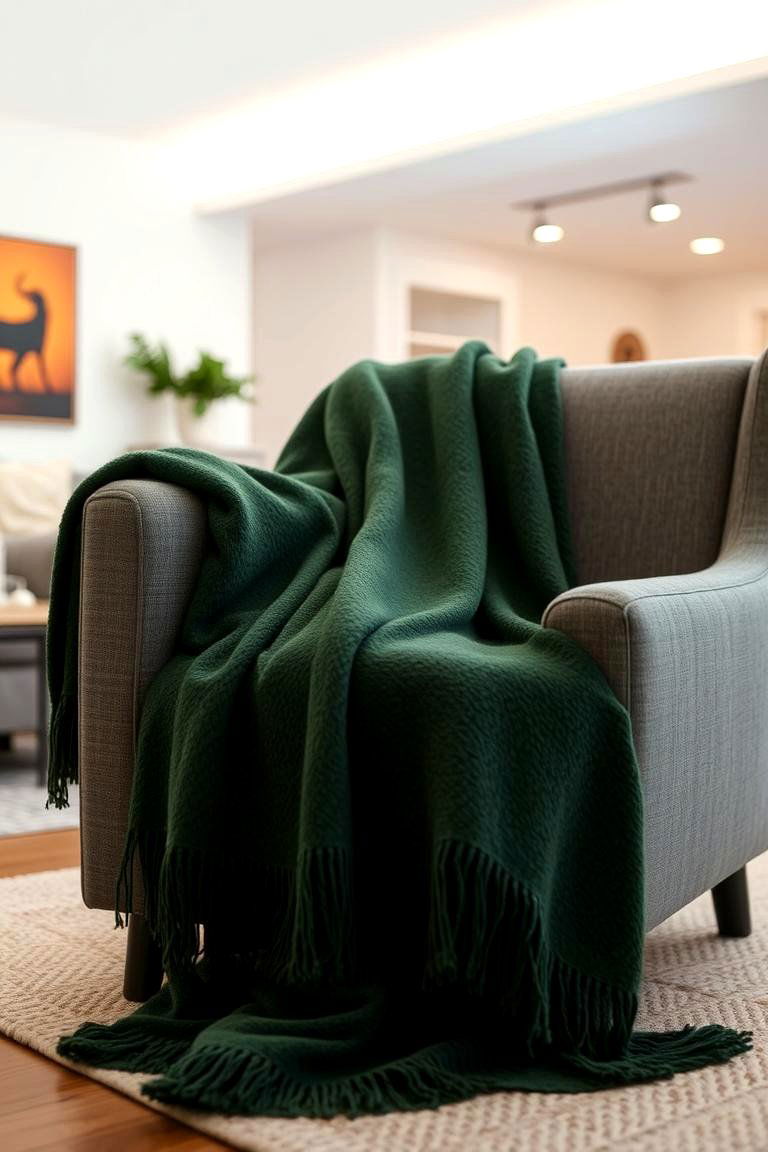 Forest Green Throw Blanket - 24 Forest Green Living Room Ideas
