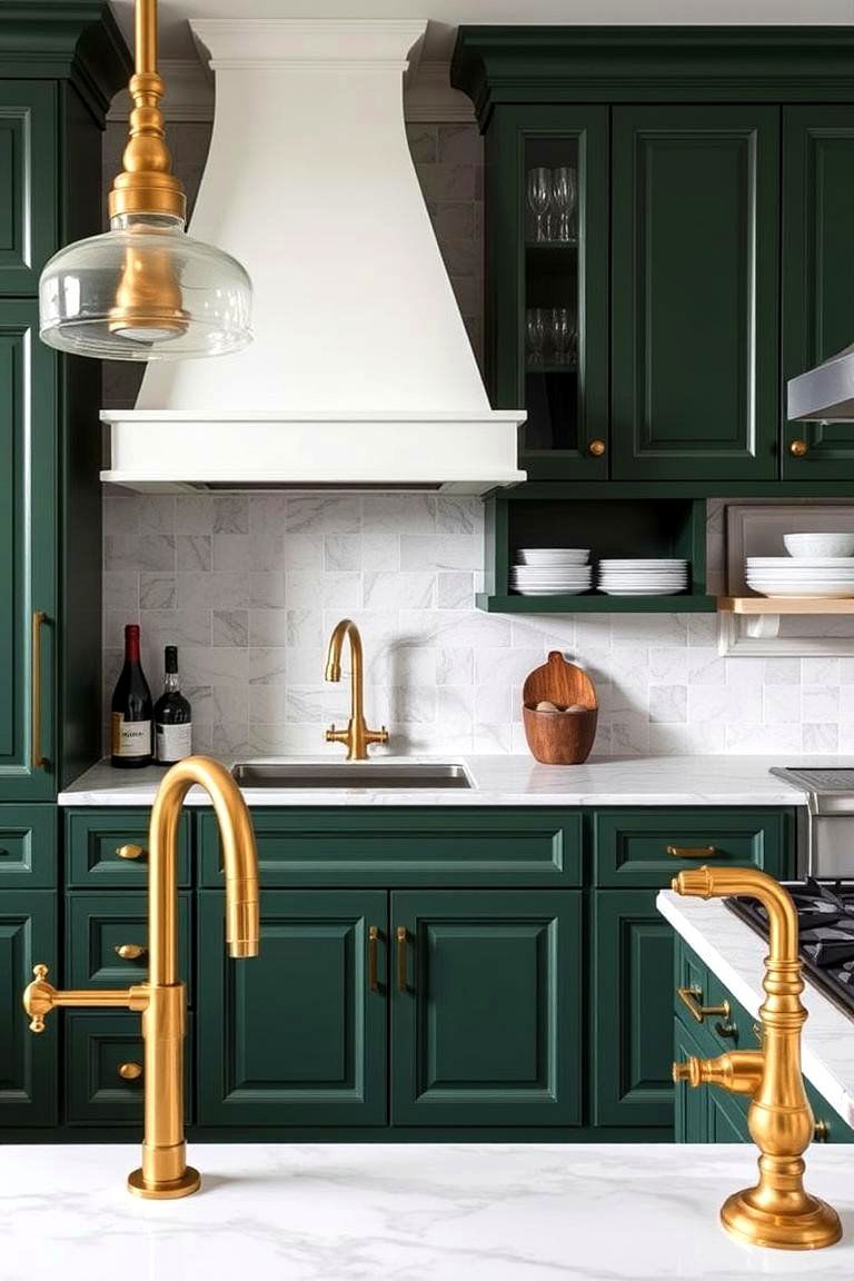 Forest Green and Brass Fixtures - 24 Forest Green Kitchen Ideas