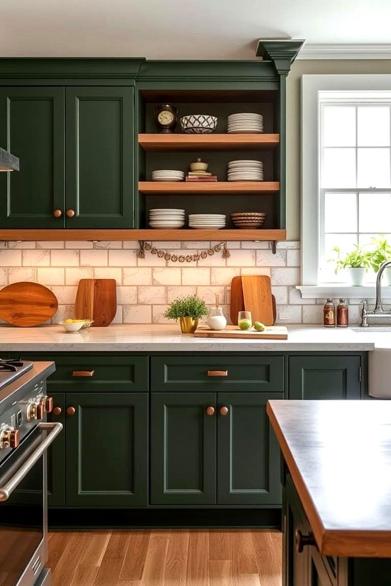 Forest Green and Copper Elements - 24 Forest Green Kitchen Ideas