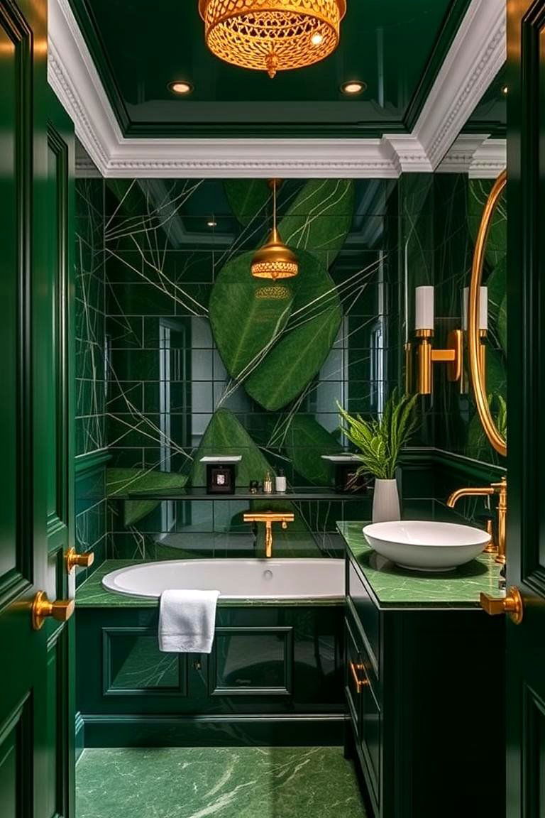 Forest Green and Gold for a Glamorous Touch - 24 Forest Green Bathroom Ideas