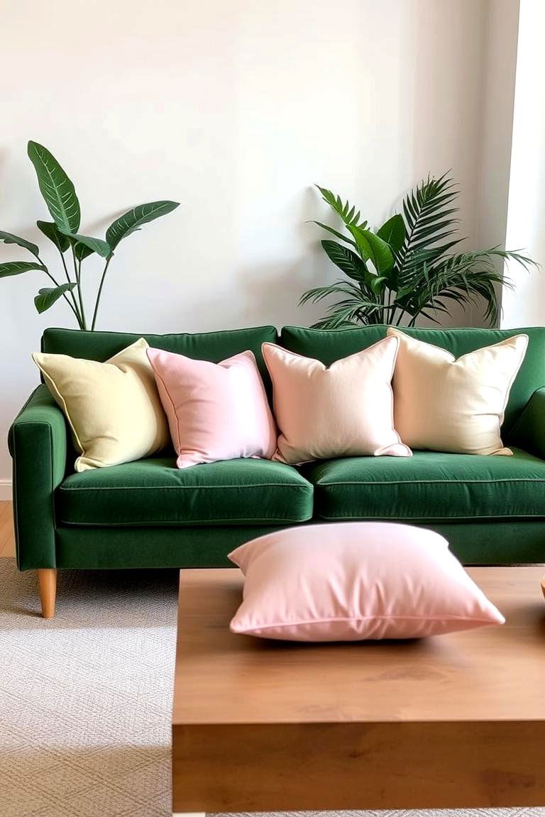 Forest Green and Pastel Accents - 24 Forest Green Living Room Ideas