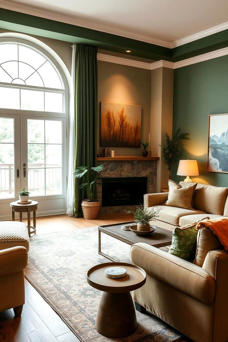 Forest Green and Tan Tranquility - 24 Two Colour Combination for Living Room