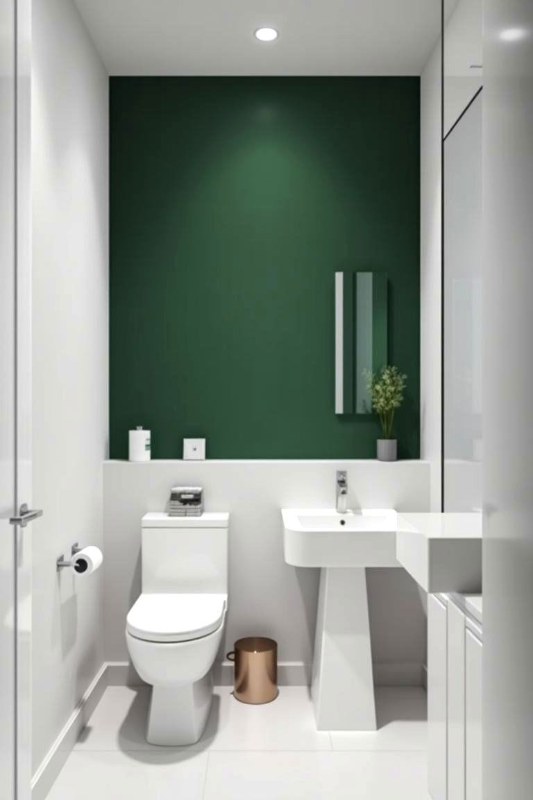Forest Green as an Accent Wall in a Minimalist Bathroom - 24 Forest Green Bathroom Ideas