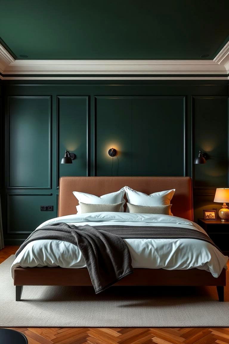 Forest Green with Artful Lighting - 24 Forest Green Bedroom Ideas