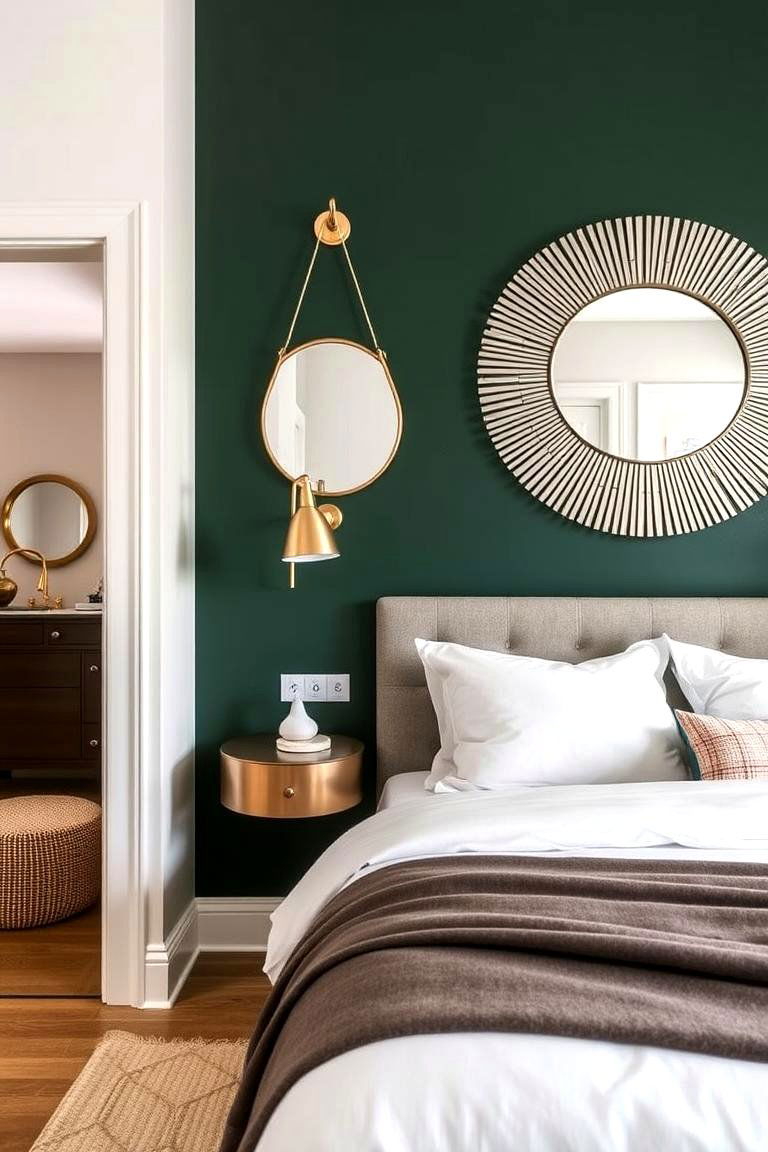 Forest Green with Metallic Accents - 24 Forest Green Bedroom Ideas