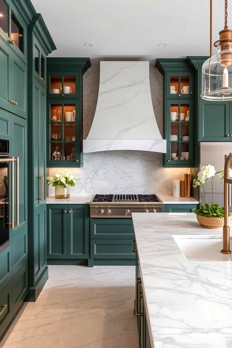 Forest Green with Natural Stone Accents - 24 Forest Green Kitchen Ideas