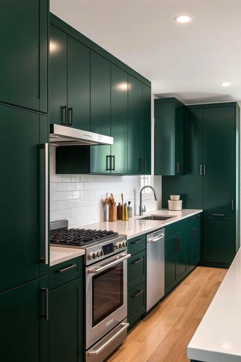 Forest Green with Stainless Steel Appliances - 24 Forest Green Kitchen Ideas