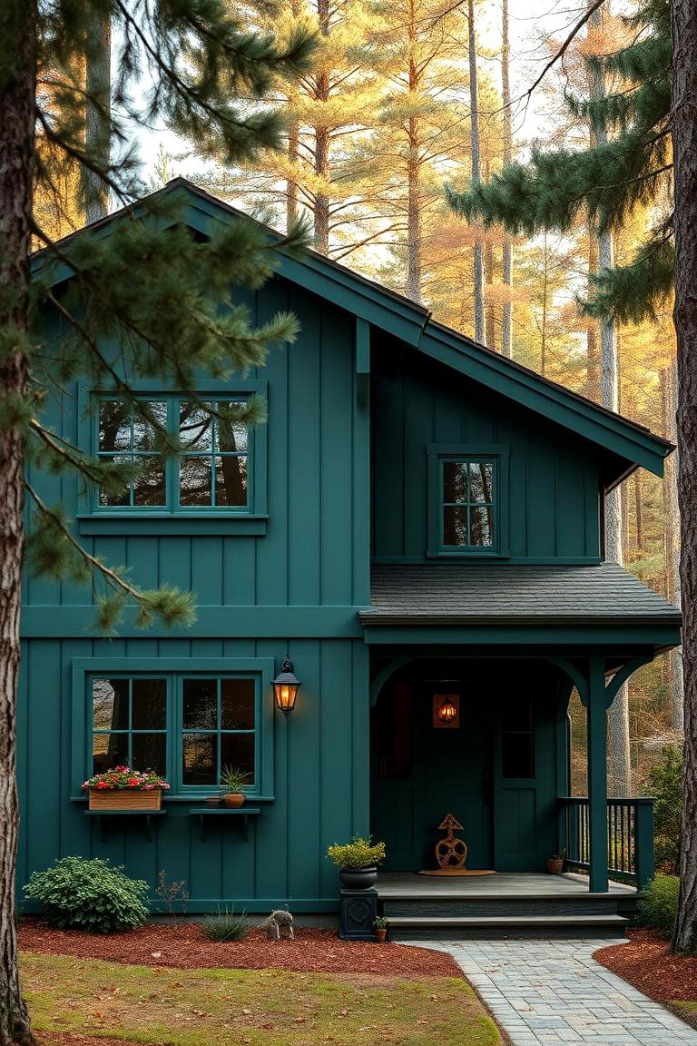 Forest Haven - 24 Dark Green Exterior Paint Color Schemes