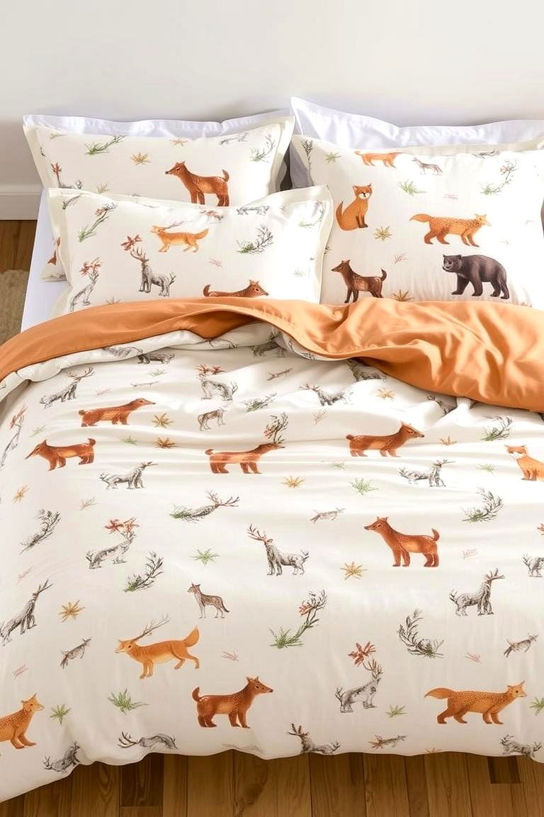 Forest Themed Bedding with Animal Prints - 24 Forest Themed Bedroom Ideas