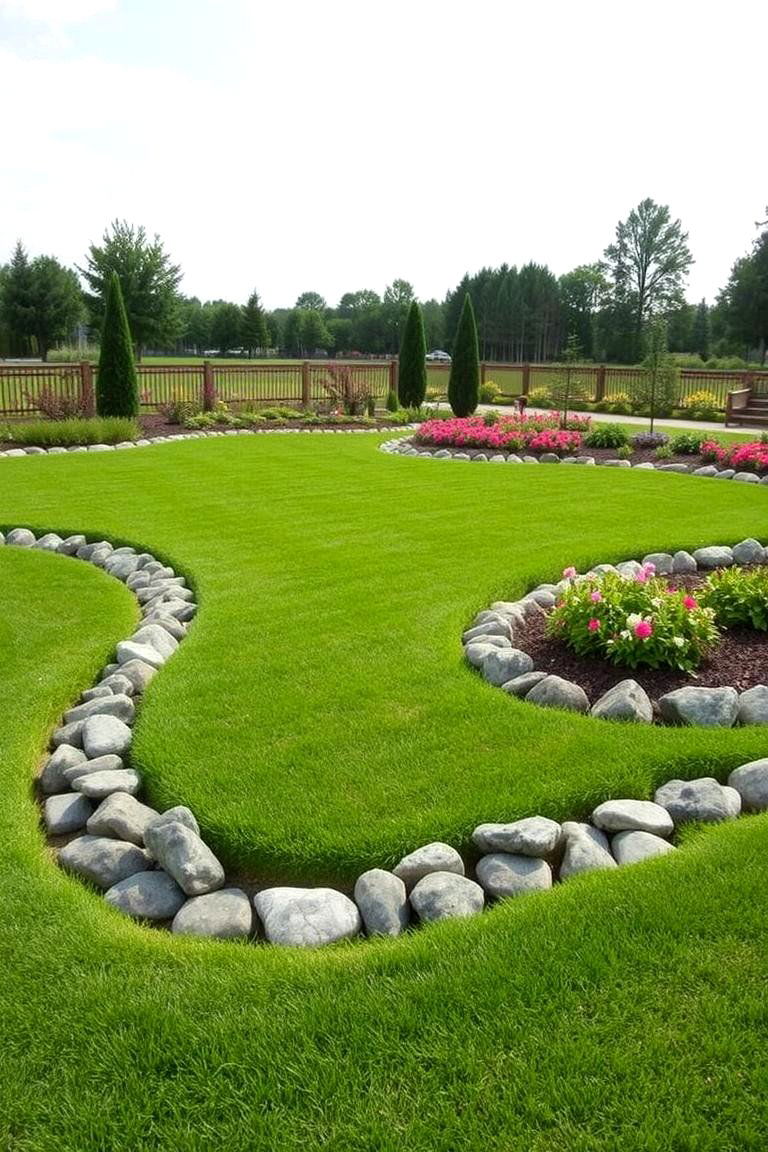 Formal Garden Rock Outline - 24 River Rock Edging Ideas