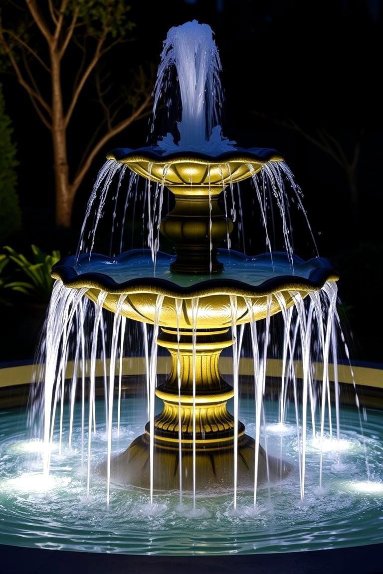 Fountains with Lighting Effects - 24 Backyard Fountain Ideas