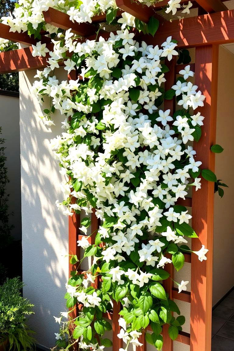Fragrant Blooming Vines on a Trellis - 24 Patio Small Garden Ideas