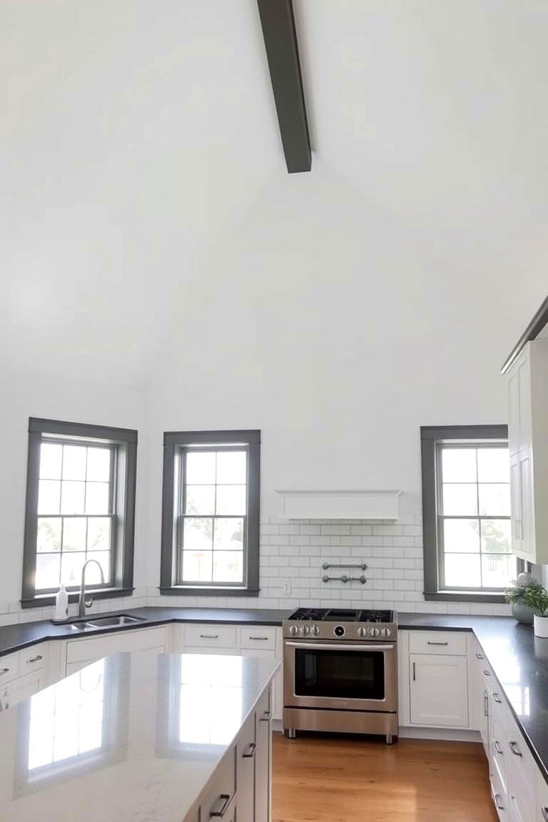 Frame the Space with Contrasting Trim - 24 Vaulted Ceiling Kitchen Ideas
