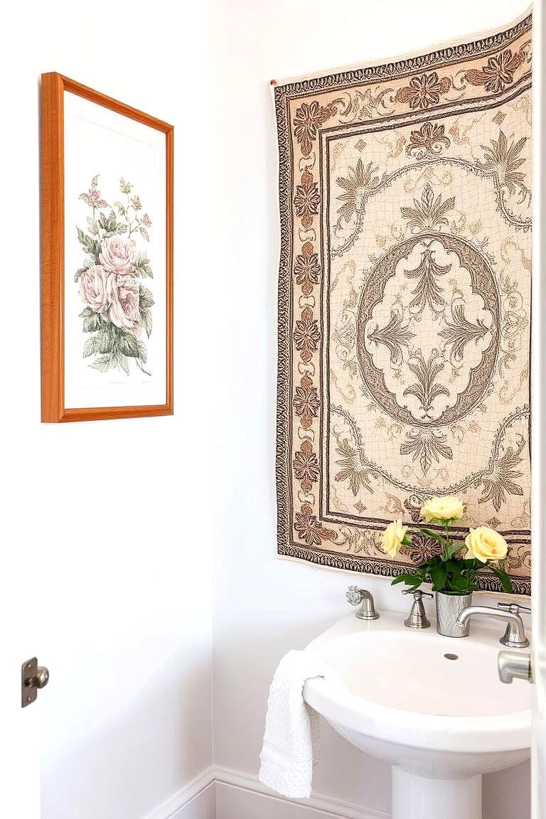 Framed Fabric Wall Art for Texture and Color - 24 Bathroom Art Ideas