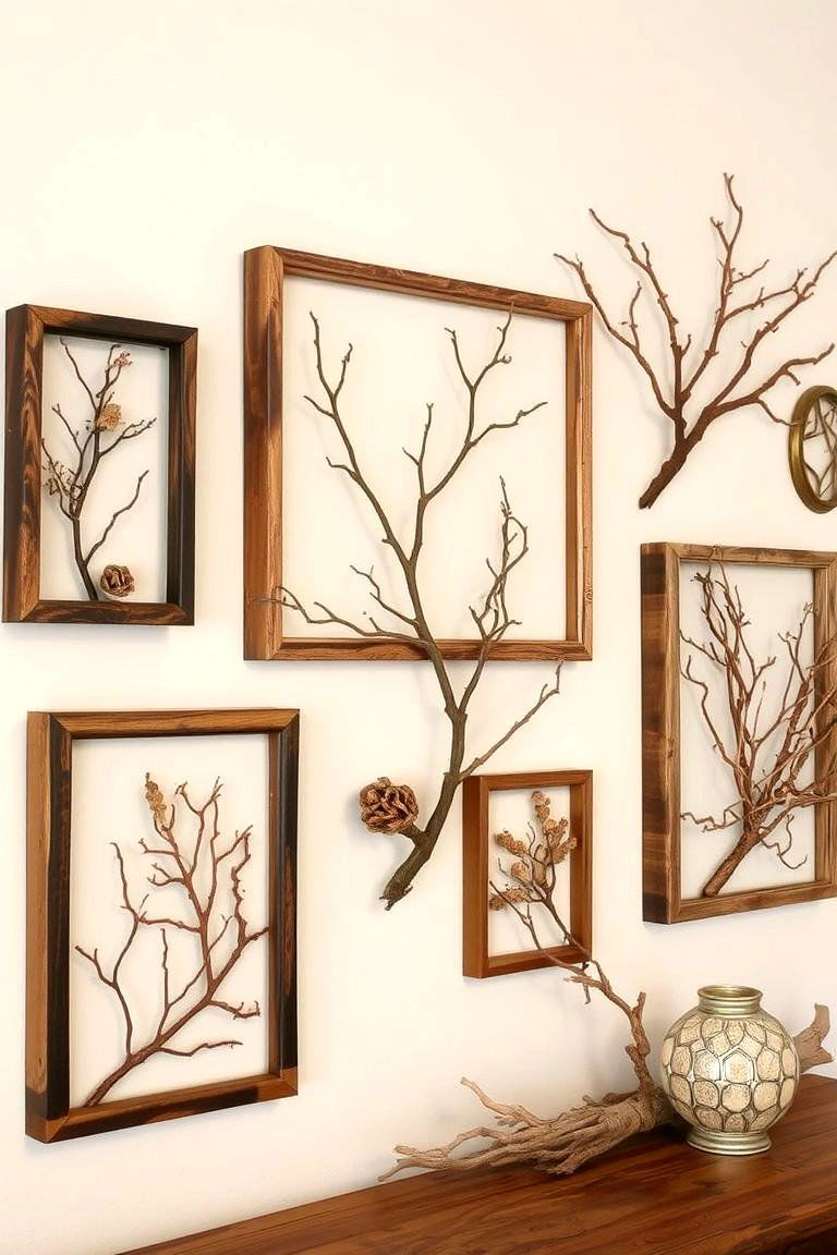 Framed Natural Branches - 24 Boho Wall Decor Ideas
