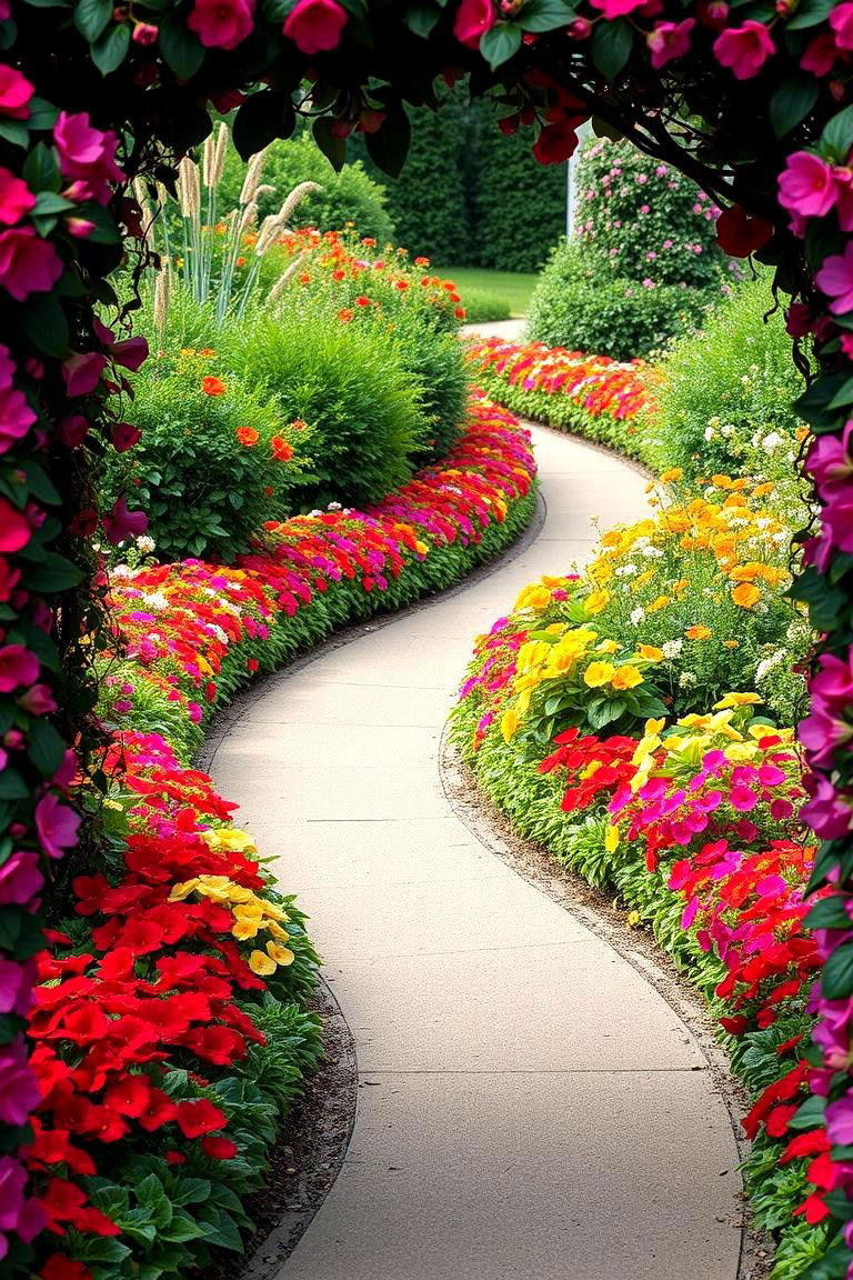 Framed Pathway Flower Garden - 24 Front Yard Flower Bed Ideas