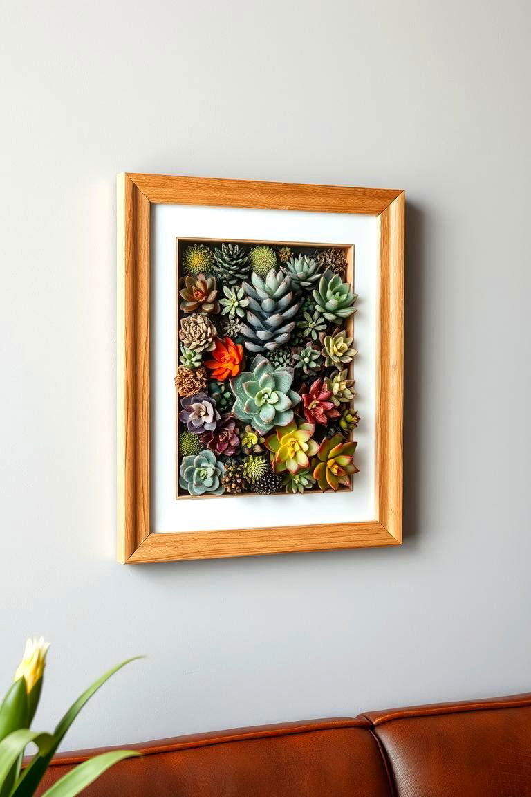 Framed Succulent Art - 24 Indoor Plant Wall Ideas