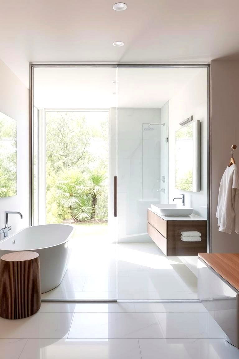 Frameless Glass Door for a Seamless Look - 24 Bathroom Door Ideas
