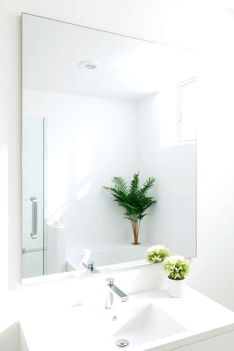 Frameless Mirror Statements - 24 Small White Bathroom Ideas