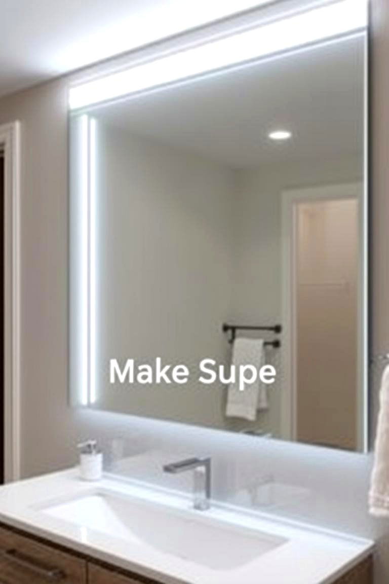 Frameless Mirror with LED Lights - 24 Farmhouse Bathroom Mirrors Ideas