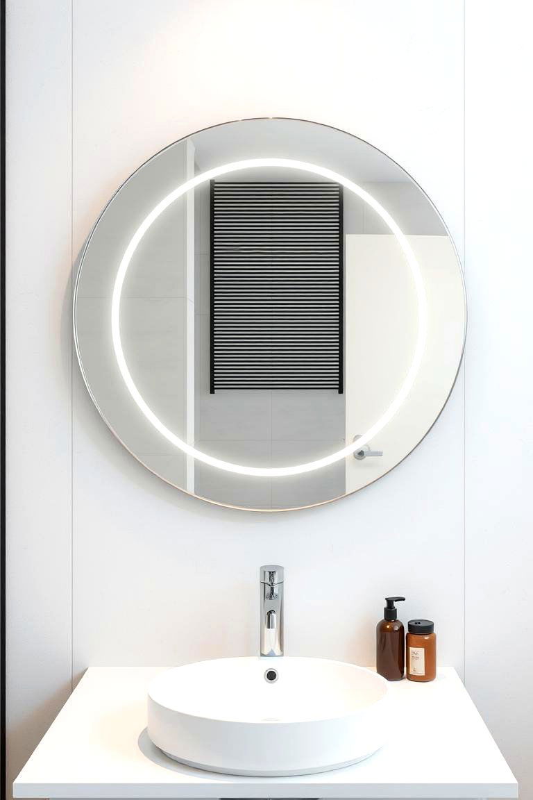 Frameless Round Mirrors for Soft Modern Style - 24 Bathroom Mirror Ideas
