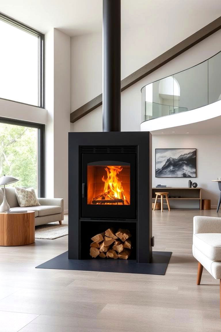Freestanding Firebox for Flexibility - 24 Modern Fireplace Ideas