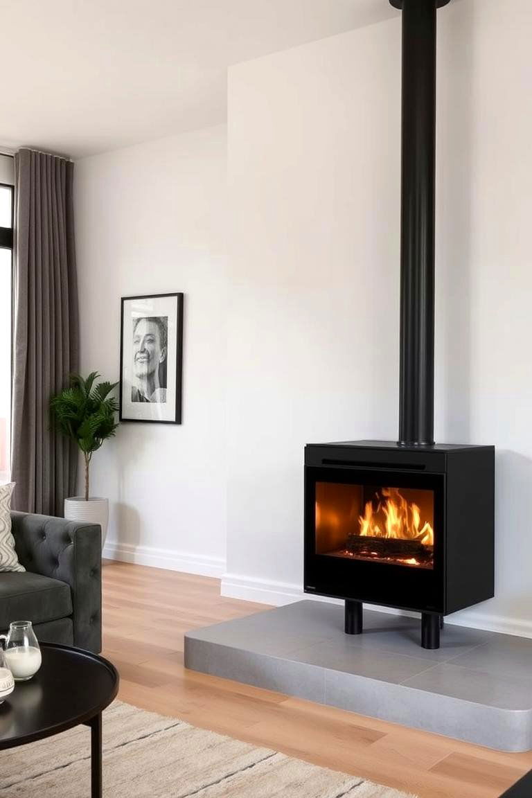 Freestanding Fireplace as a Statement Piece - 24 Living Room Fireplace Ideas