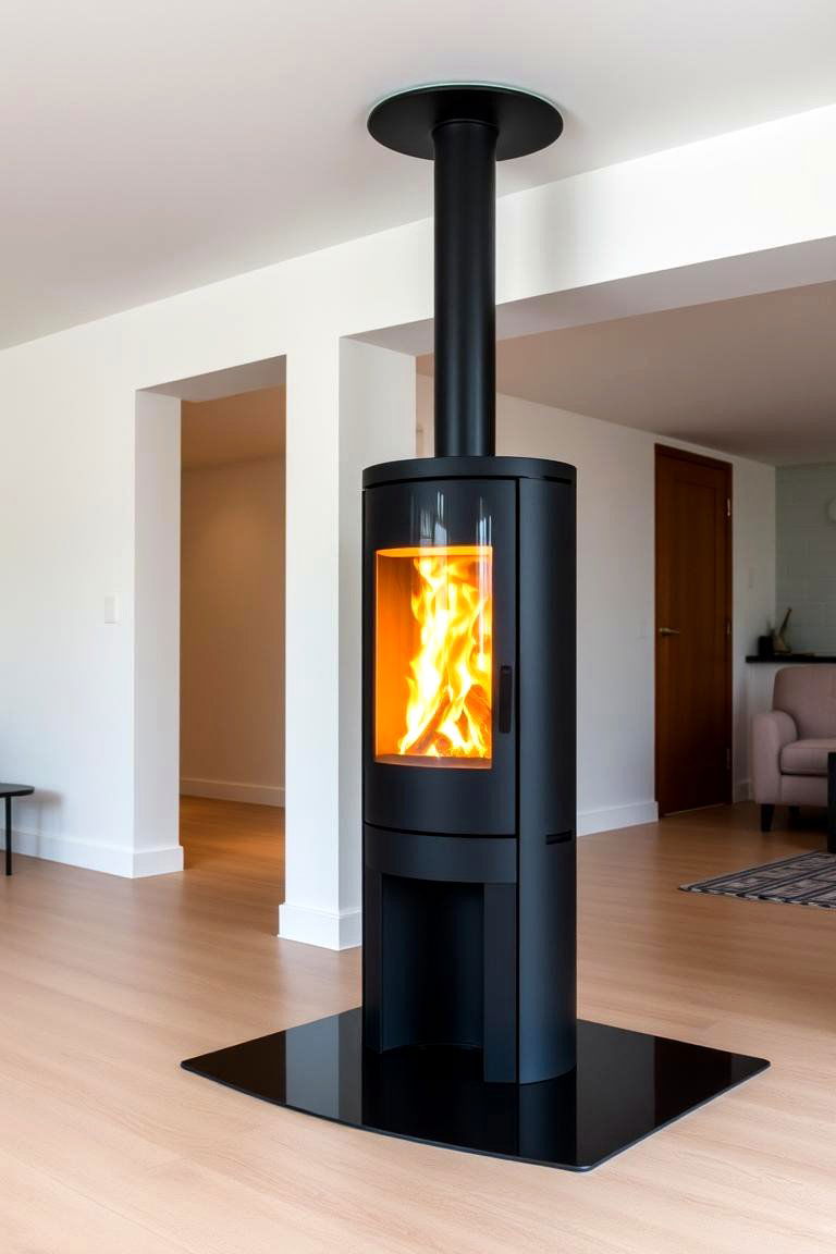 Freestanding Fireplace - 24 Basement Fireplace Ideas