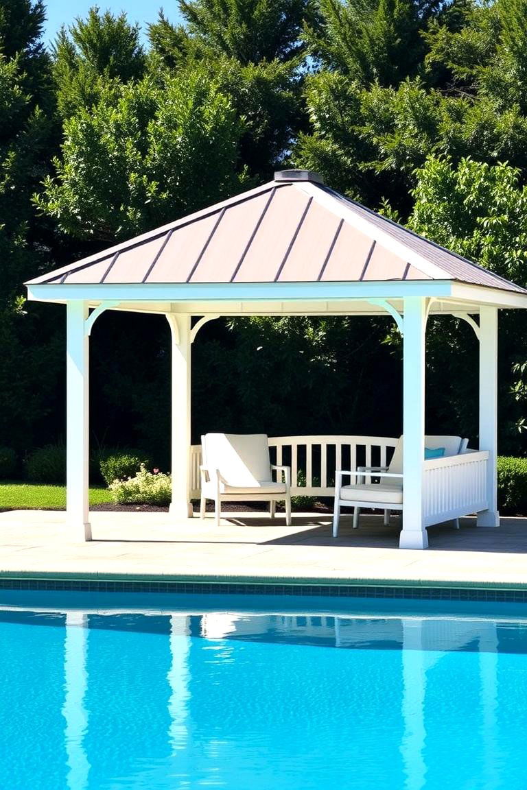 Freestanding Gazebos with Solid Roofs - 24 Pool Shade Ideas