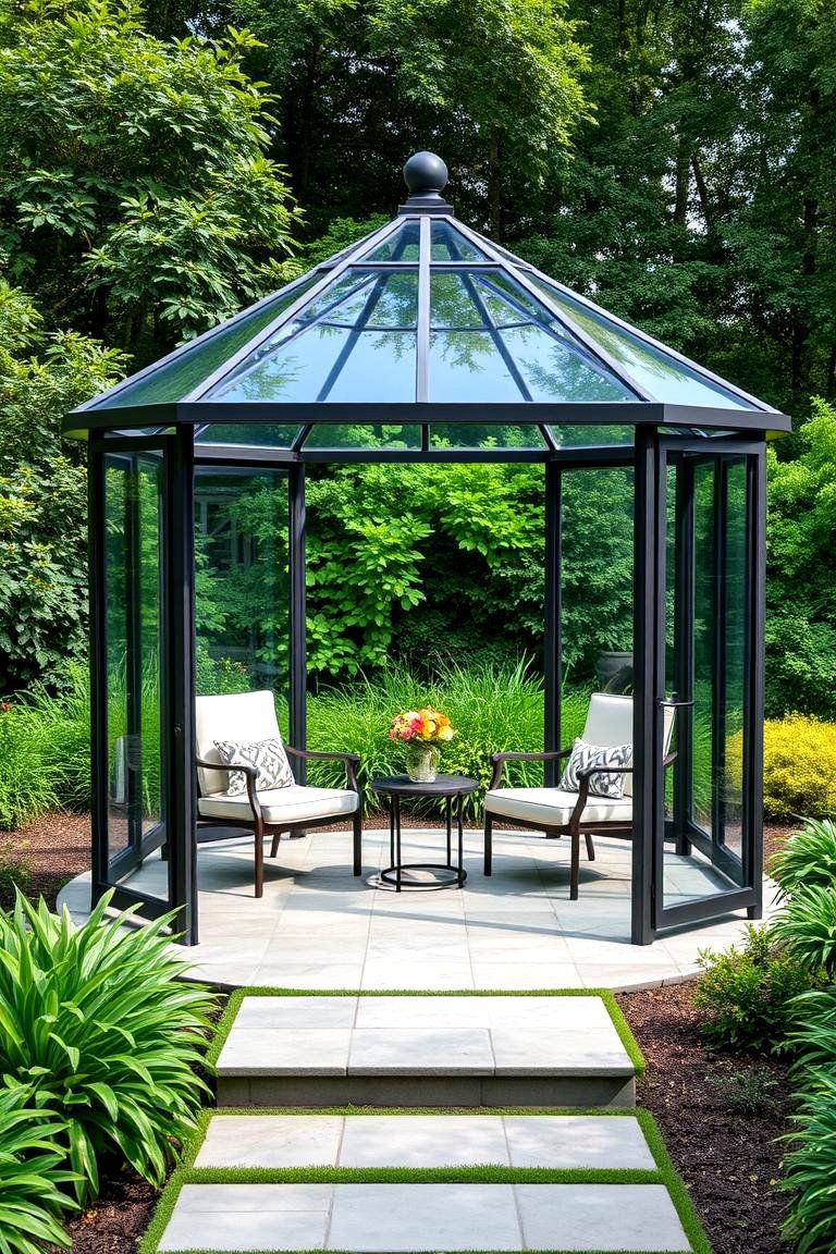Freestanding Glass Pavilion - 24 Glass Porch Design Ideas