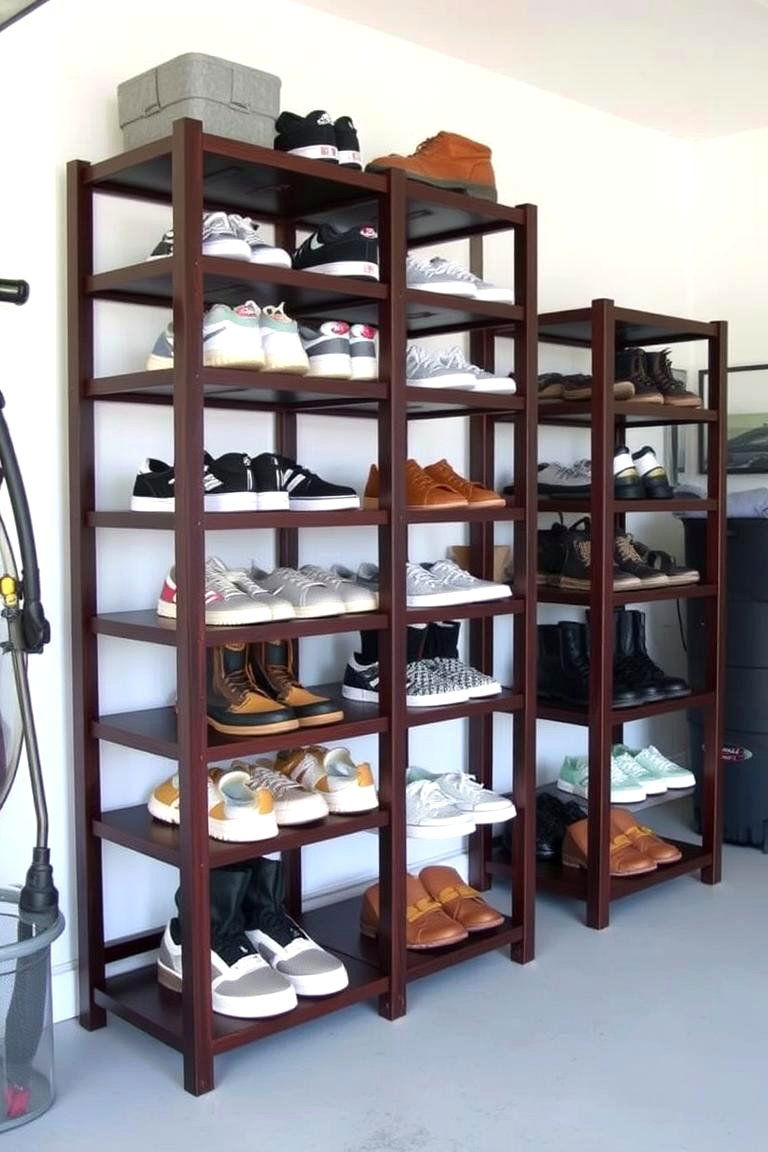 Freestanding Shoe Shelves - 24 Garage Shoe Storage Ideas