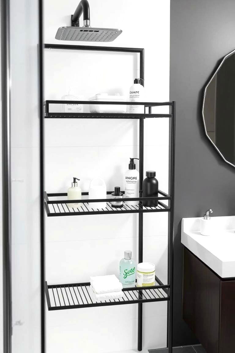 Freestanding Shower Shelves - 24 Shower Storage Ideas