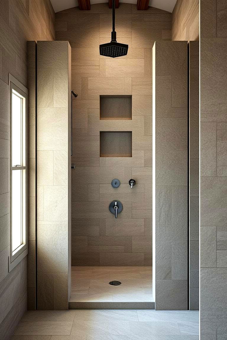 Freestanding Stone Enclosure - 24 Stone Shower Design Ideas