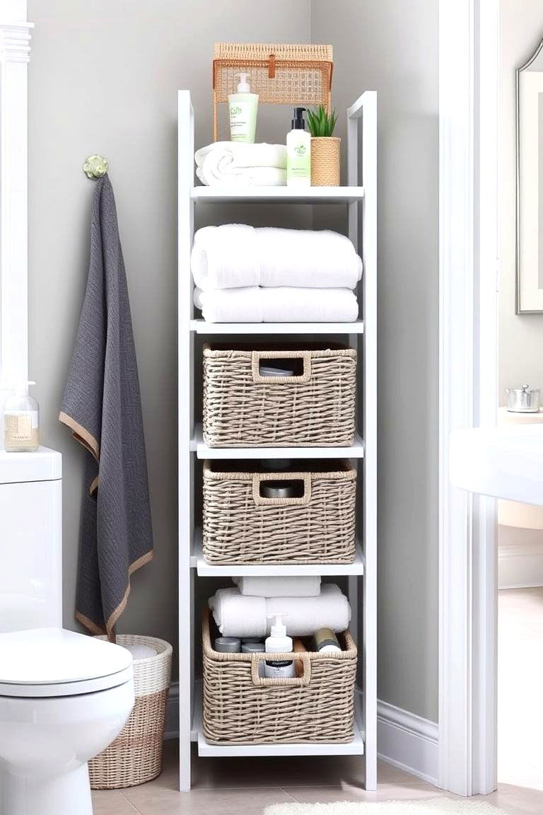 Freestanding Storage Tower - 24 Bathroom Closet Ideas