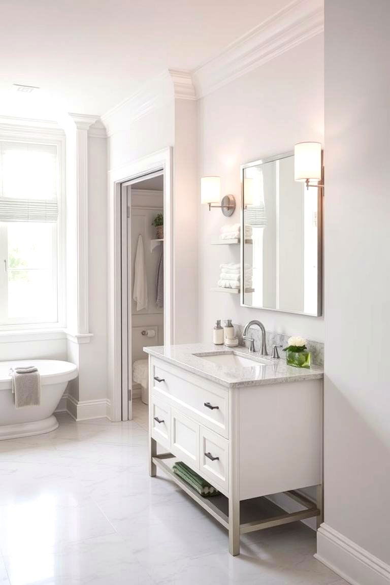 Freestanding Vanity with Closet Storage - 24 Bathroom Closet Ideas