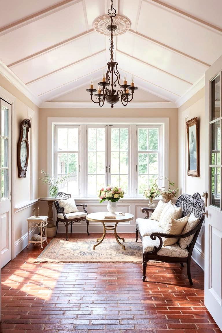 French Country Elegance - 24 Brick Floor Sunroom Ideas