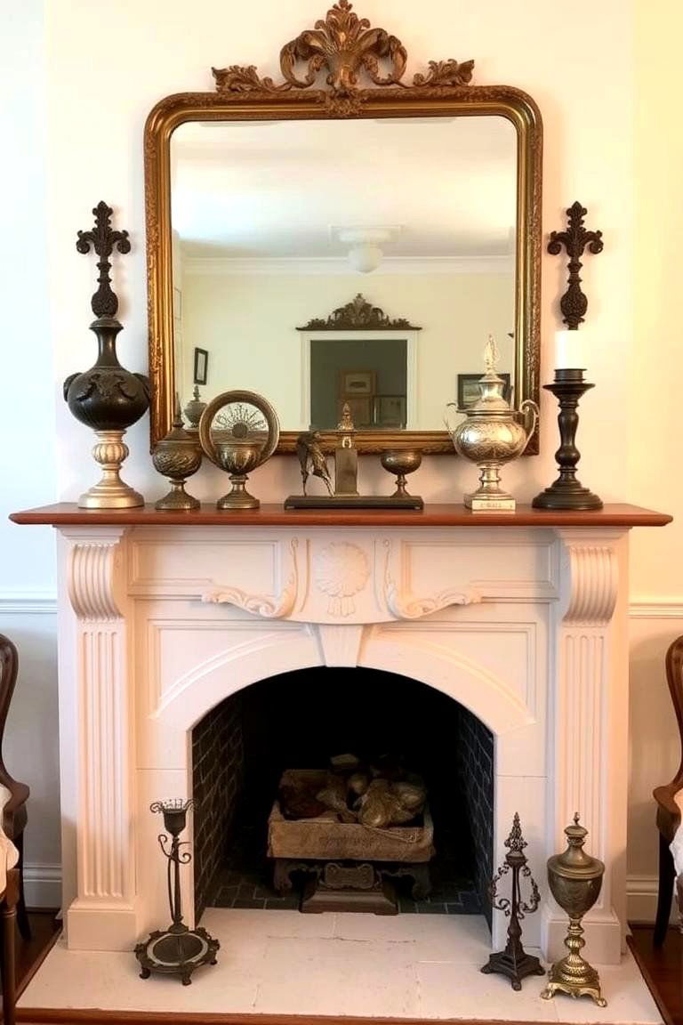 French Country Fireplace with Antiques - 24 French Country Fireplace Ideas