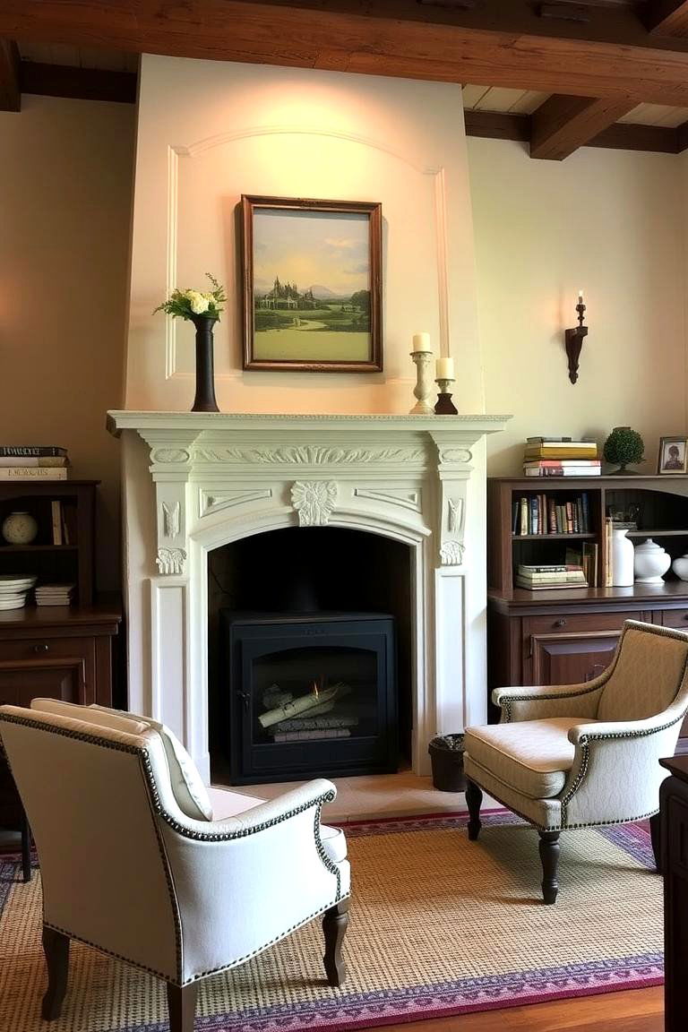 French Country Fireplace with Surrounding Seating - 24 French Country Fireplace Ideas
