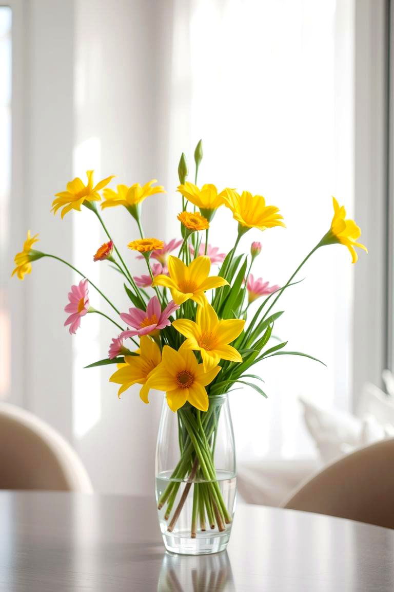 Fresh Floral Arrangements for a Lively Touch - 24 How to Decorate With Yellow and Pink