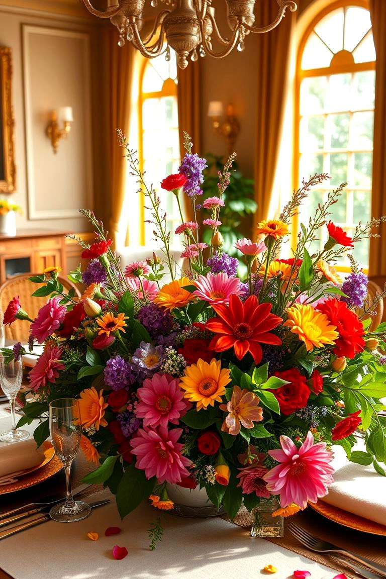 Fresh Floral Centerpiece - 24 Dining Room Table Decor Ideas
