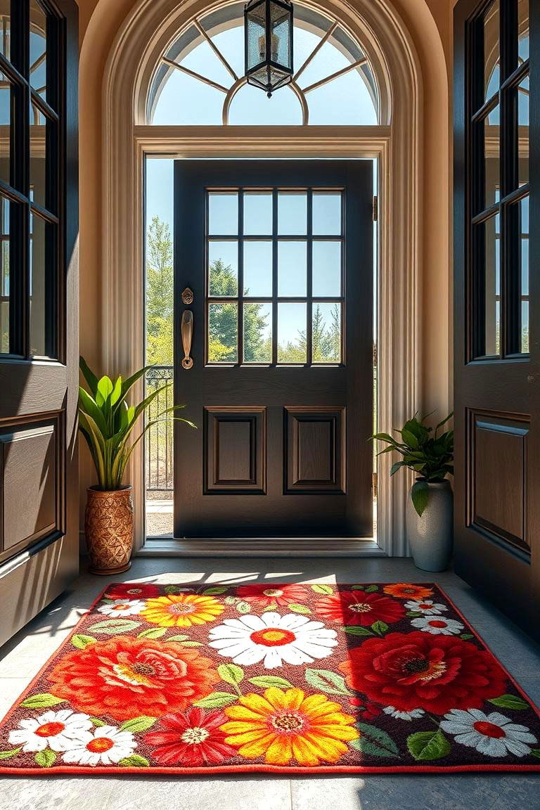 Fresh Floral Door Mats - 24 Summer Front Door Decor Ideas