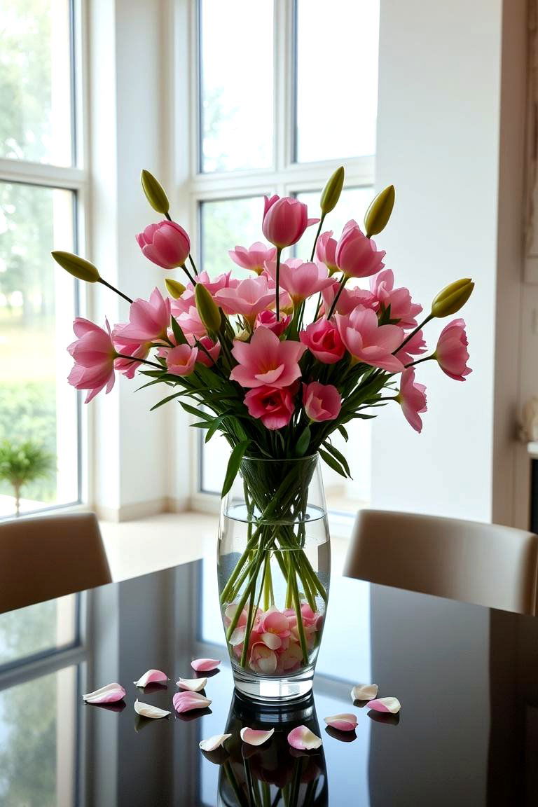 Fresh Flower Arrangement - 24 Dining Table Centerpiece Ideas