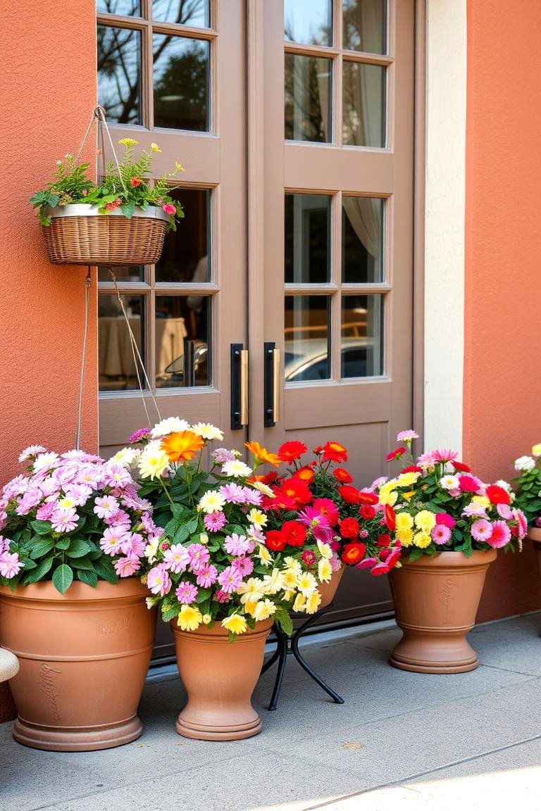 Fresh Flower Pots - 24 Spring Front Door Decor Ideas