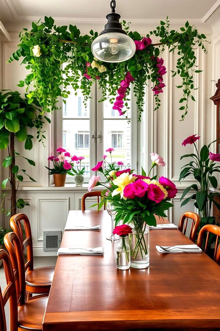 Fresh Flowers and Greenery - 24 Parisian Dining Room Ideas