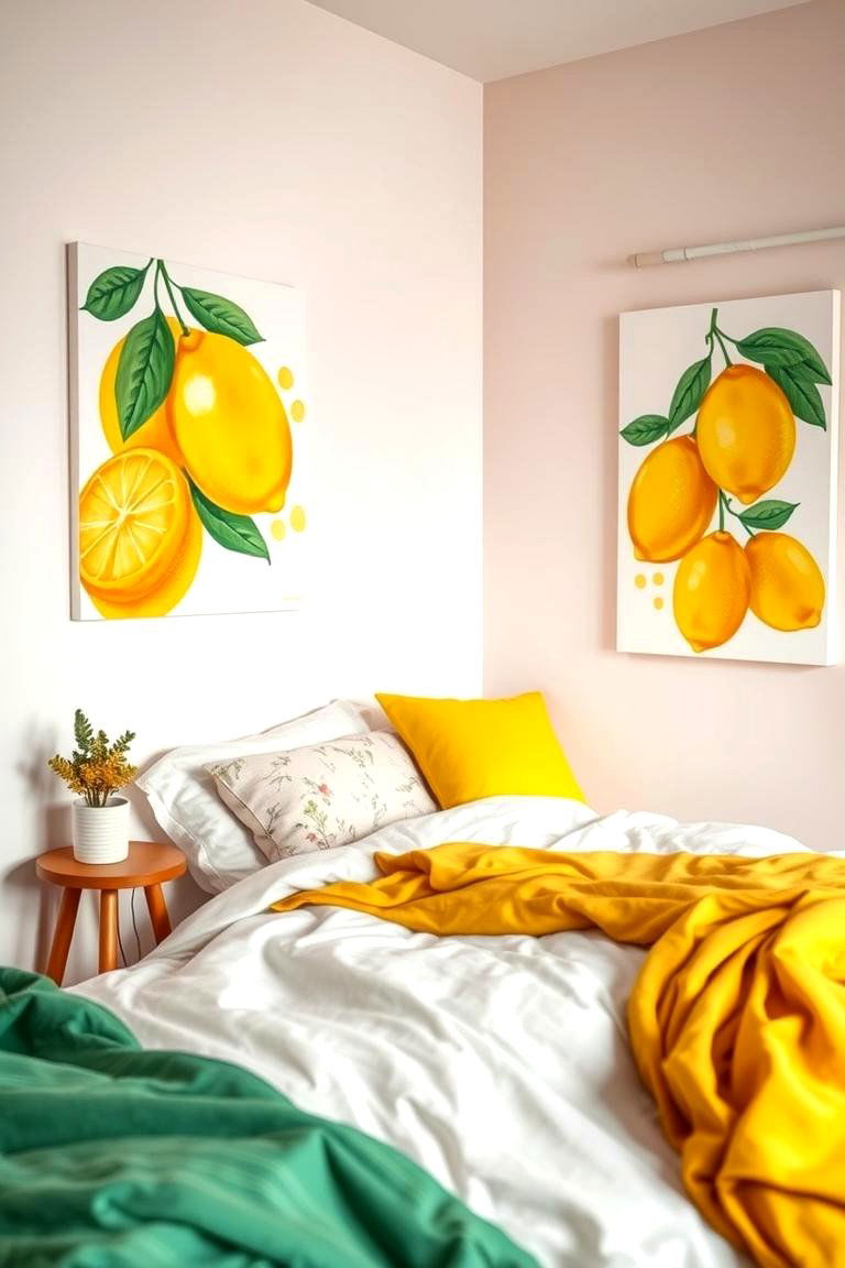 Fresh Lemon Art - 24 Lemon Bedroom Ideas