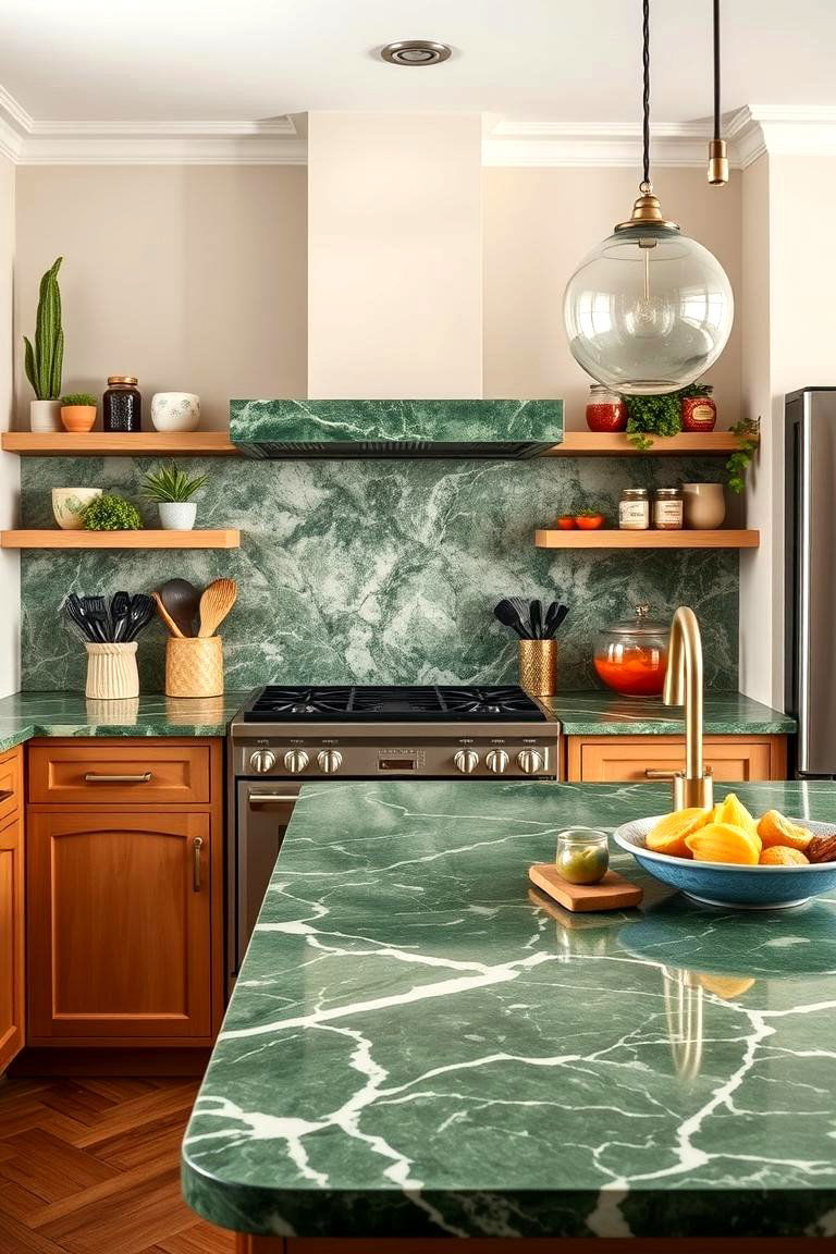 Fresh Organic Charm - 24 Green Marble Countertop Design Ideas