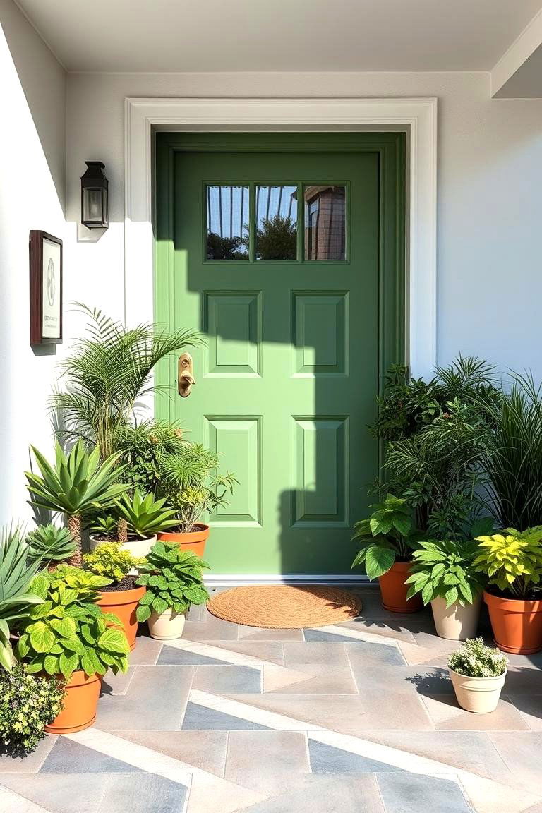 Fresh Potted Plant Display - 24 Green Front Door Ideas